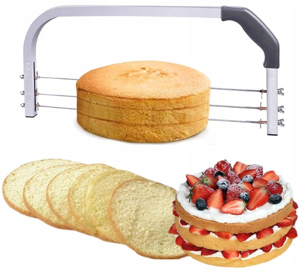 NÓŻ DO CIĘCIA TORTU CIASTA BISZKOPTU STRUNA 3 REGULOWANE OSTRZA