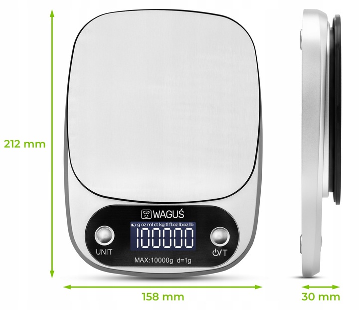 Precyzyjna waga kuchenna Precyzyjna Waguś 10kg 1g z wyświetlaczem LCD