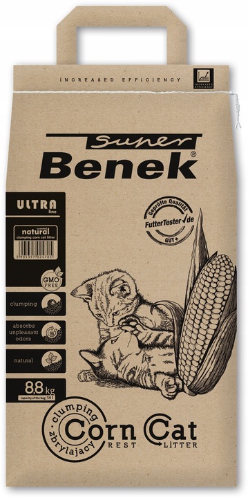 Super Benek Corn Cat Ultra 28L Drobnoziarnisty Żwirek dla kota Corn Compact
