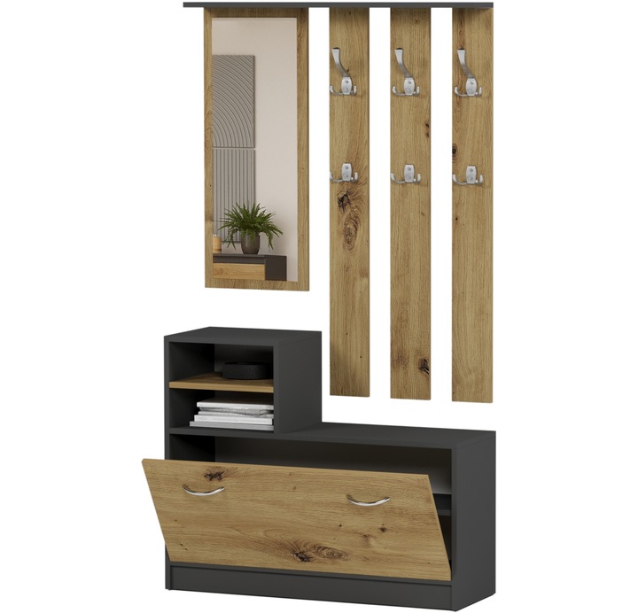 Garderoba wieszak szafka na buty antracyt mix artisan V-1 Producent