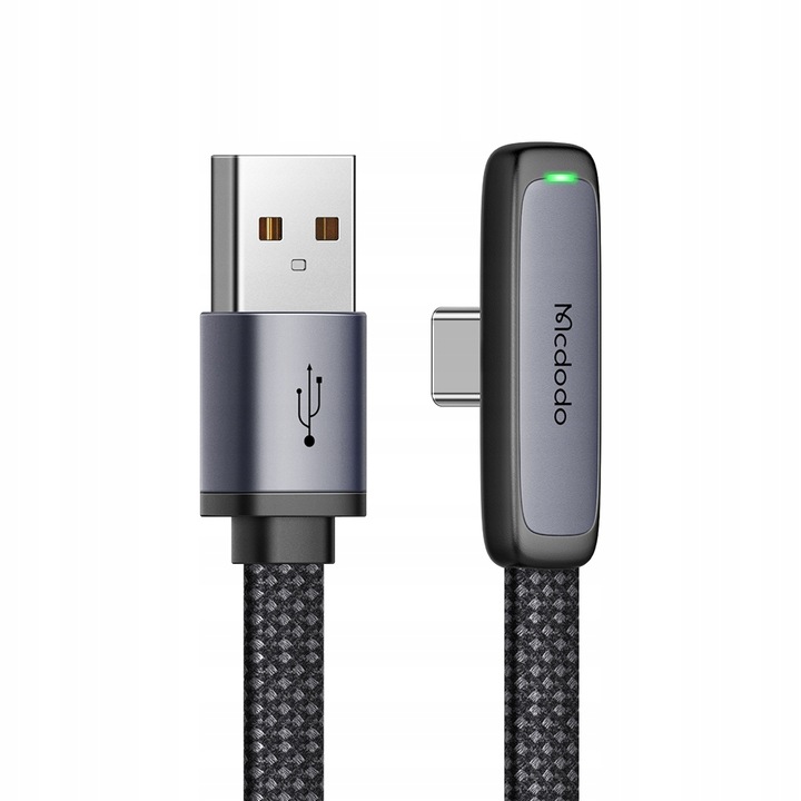 MCDODO KABEL USB-C KĄTOWY SZYBKIE ŁADOWANIE USB TYP C 6A 100W CZARNY 2M