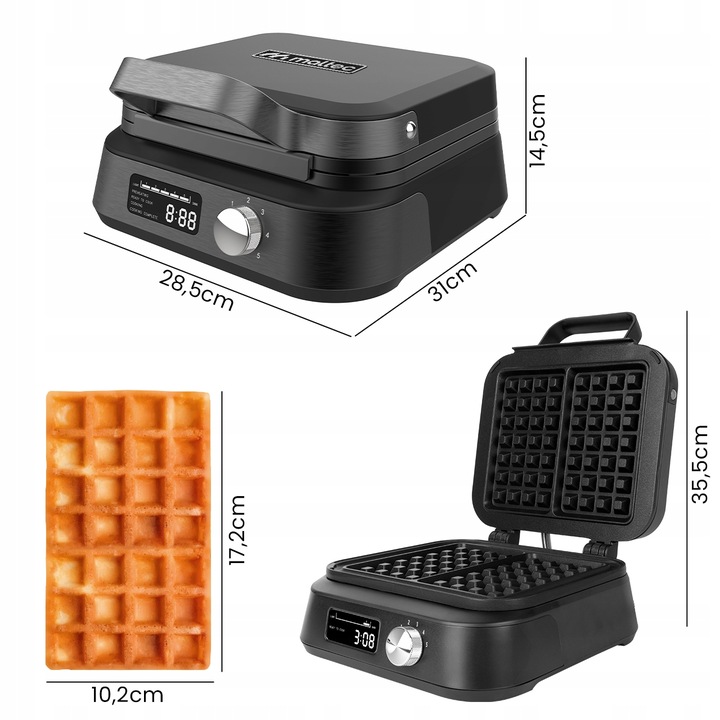 GOFROWNICA DUŻE GOFRY REGULACJA TEMPERATURY DŹWIĘK MOCNA 2200W