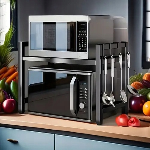 Półka stojak na mikrofalówkę regał kuchenny regulowany kuchenny stal