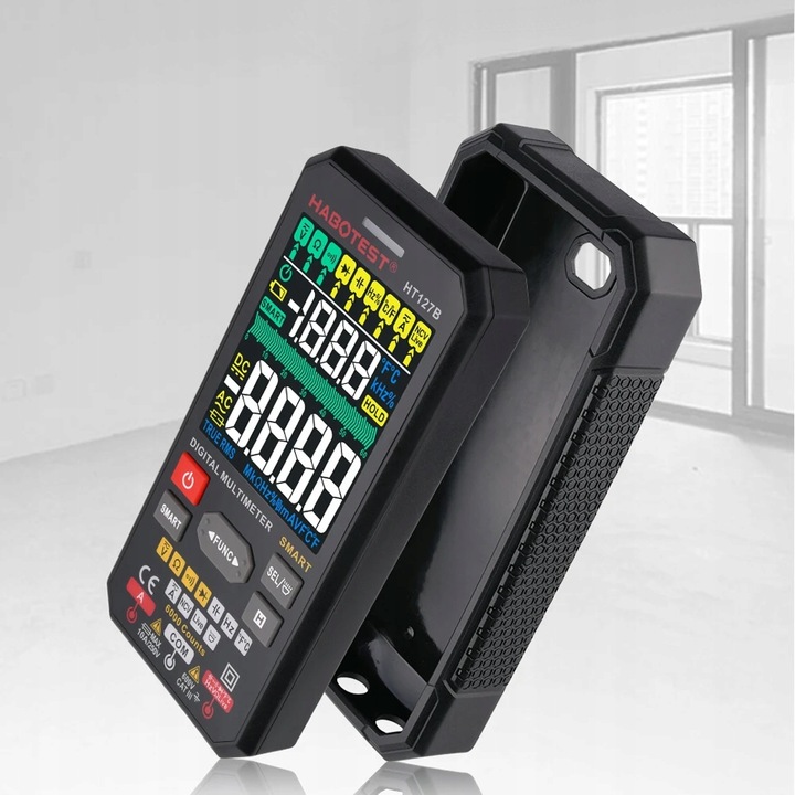 CYFROWY MULTIMETR UNIWERSALNY TRUE RMS NCV LATARKA LED + KABLE ETUI