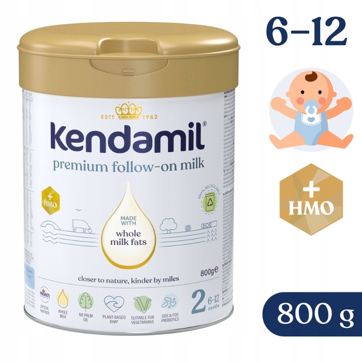 Mleko Następne Kendamil Premium 2 HMO+ bez oleju rybiego i palmowego 800g