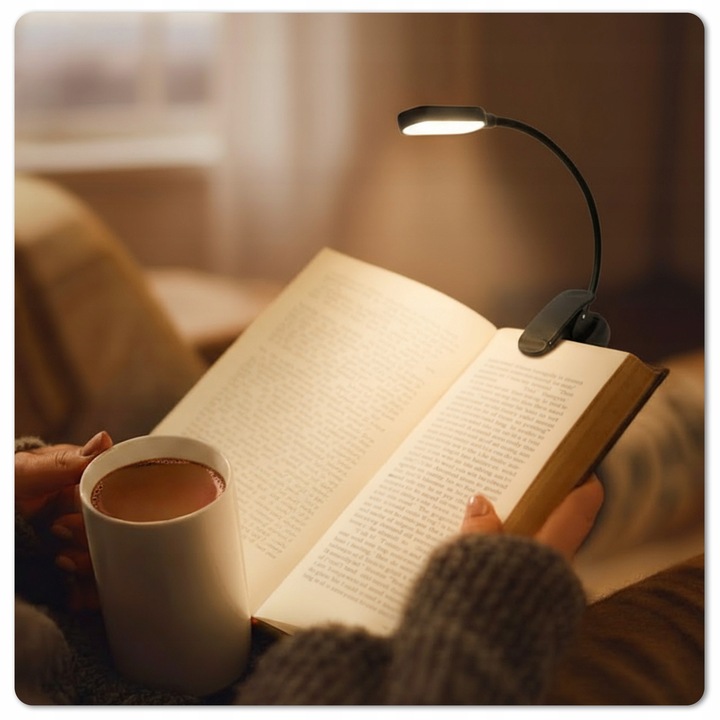 Lampka do Czytania Książek LED USB Przenośna Mocowanie Klips Nocna 4w1