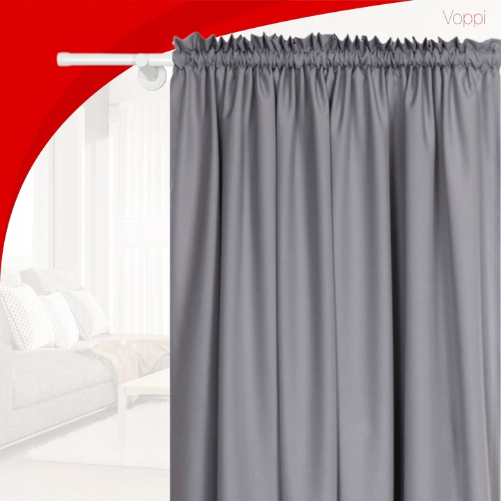 VOPPI ZASŁONA GOTOWA NA TAŚMIE 140x250 CM SZARA