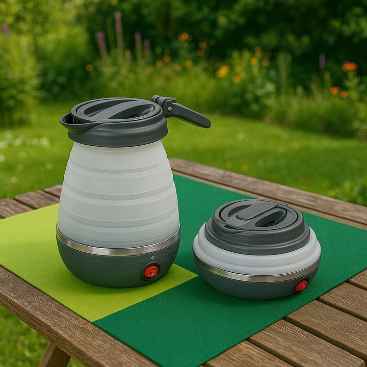 Czajnik Turystyczny Składany Silikonowy Szary AGD Drobne Do Kuchni