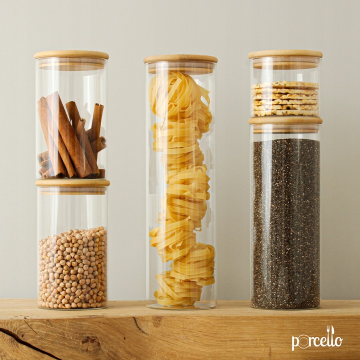 6 Pojemnik słoik szklany 1500ml kuchenny na produkty sypkie makaron żywność