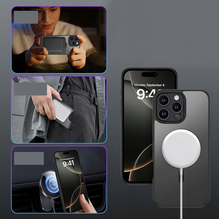 ETUI WZMACNIANE DO IPHONE 16 PRO MAX PANCERNE CASE DO MAGSAFE MAT 2x Szkło