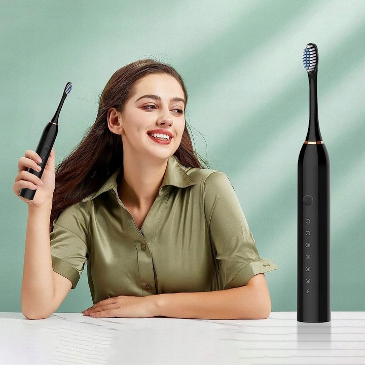 SZCZOTECZKA SONICZNA DO ZĘBÓW ELEKTRYCZNA Z MASAŻEM 4 KOŃCÓWKI 6 TRYBÓW