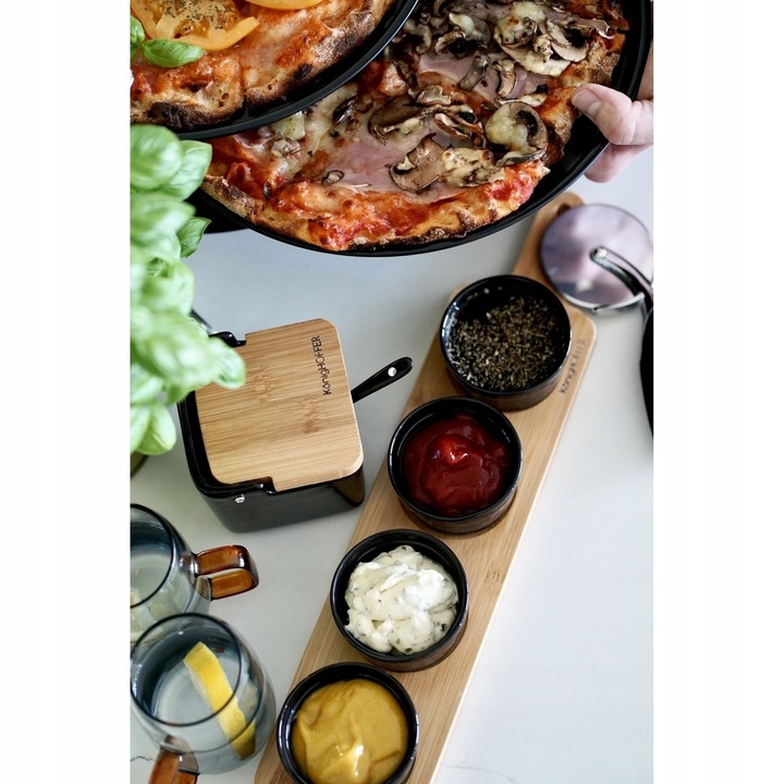 CUKIERNICZKA z Łyżeczką BAMBUSOWA CZARNA Pojemnik Konighoffer Ceramic