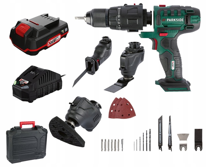 Parkside Wkrętarka multi Urządzenie wielofunkcyjne Combo 3 głowice