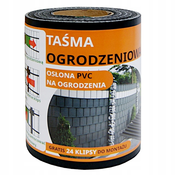 TAŚMA OGRODZENIOWA OSŁONA NA OGRODZENIE PŁOT +UV 24KLIPSY 19cmx35m