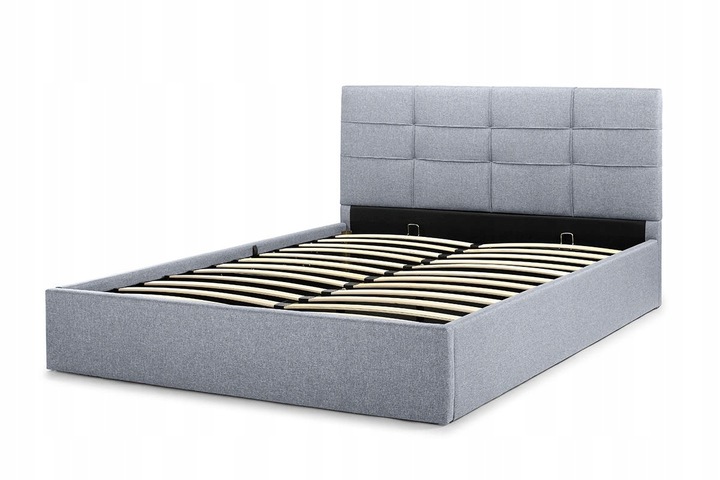 SZARE ŁÓŻKO TAPICEROWANE Z POJEMNIKIEM 160x200