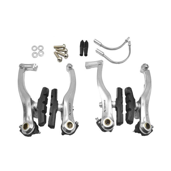 KOMPLET PRZÓD TYŁ HAMULCE ROWEROWE SZCZĘKI V-BRAKE KLOCKI HAMULCOWE ZESTAW