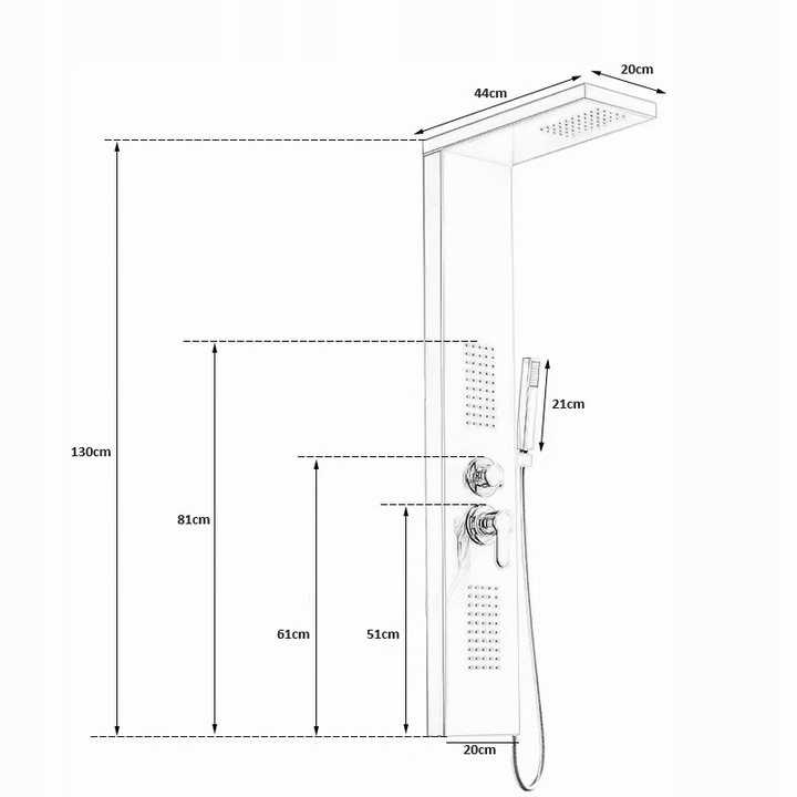 CZARNY ZESTAW PANEL PRYSZNICOWY WODOSPAD 4 FUNKCJE