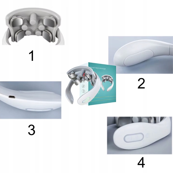 MASAŻER SZYI SZTYWNOŚĆ KARKU BÓL PRĄDY TENS 9 GŁOWIC GRZANIE 5 PROGRAMÓW