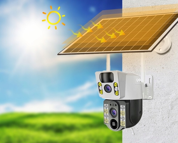 ZEWNĘTRZNA KAMERA SOLARNA TYP-C DWA OBIEKTYWY 8MPx NA KARTE SIM 4G LTE ZOOM