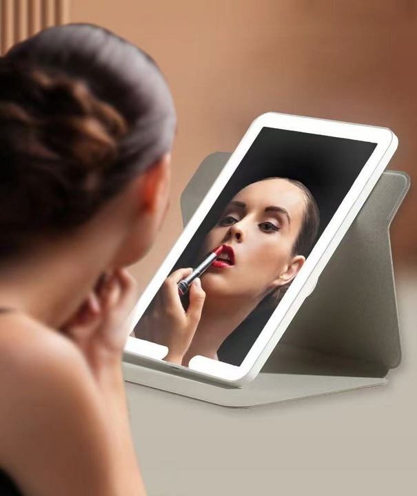 LUSTERKO KOSMETYCZNE LED SKŁADANE OBROTOWE SLIM JAK TABLET BIAŁE PODRÓŻNE