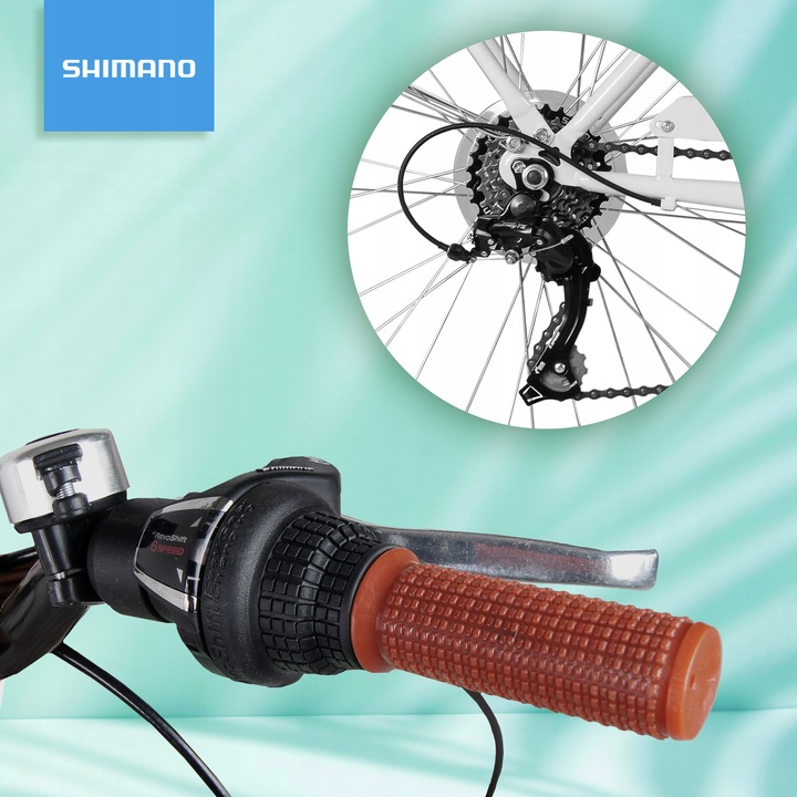 ROWER MIEJSKI DAMSKI 28'' DAMKA WIKLINOWY KOSZYK KOSZ 6 PRZERZUTKI SHIMANO