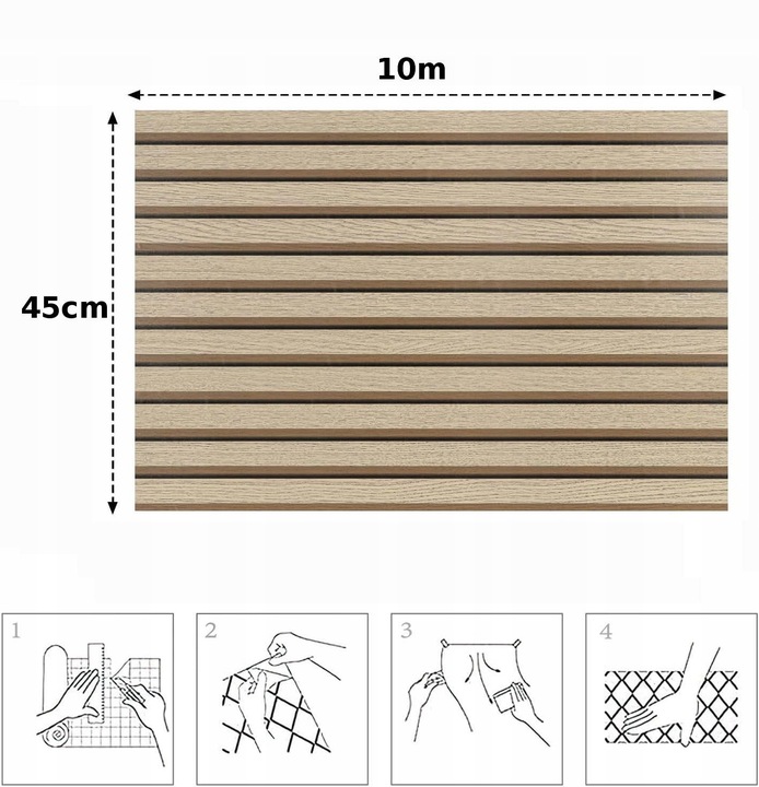 SAMOPRZYLEPNA Z KLEJEM TAPETA LAMEL DESKI ŚCIENNA 3D 45cm x 10m Koanni