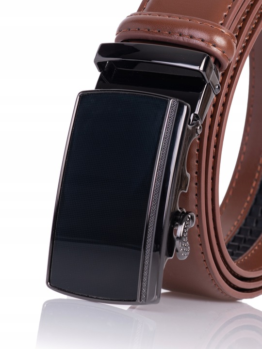 Pasek SKÓRZANY Męski Automat JASNY BRĄZOWY spodni