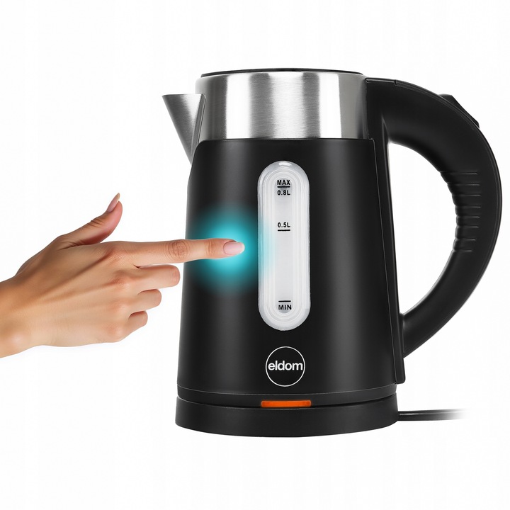 CZAJNIK ELEKTRYCZNY BEZPRZEWODOWY 0,8L CZARNY MAŁY TURYSTYCZNY 1000 W