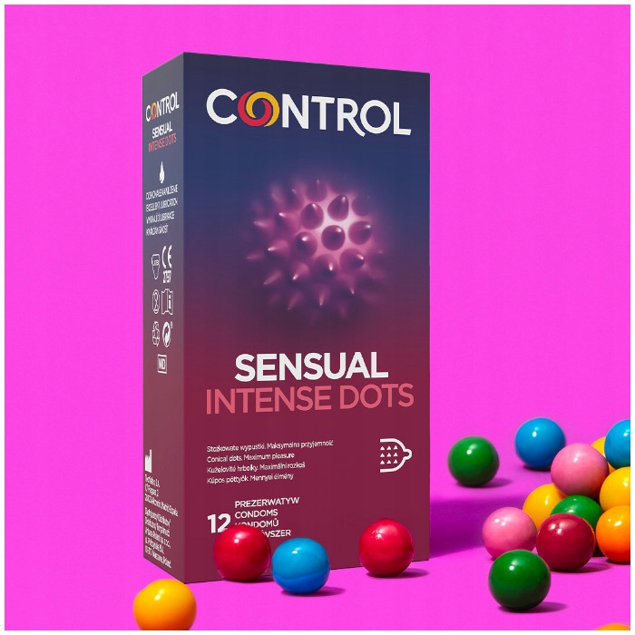 CONTROL SENSUAL INTENSE DOTS prezerwatywy WYPUSTKI KROPKI 12 szt.