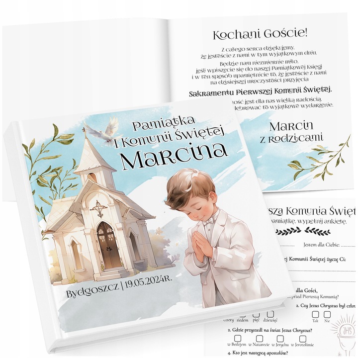 KSIĘGA GOŚCI NA KOMUNIĘDLA CHŁOPCA - PIĘKNA PAMIĄTKA NA ZDJĘCIA [w12]