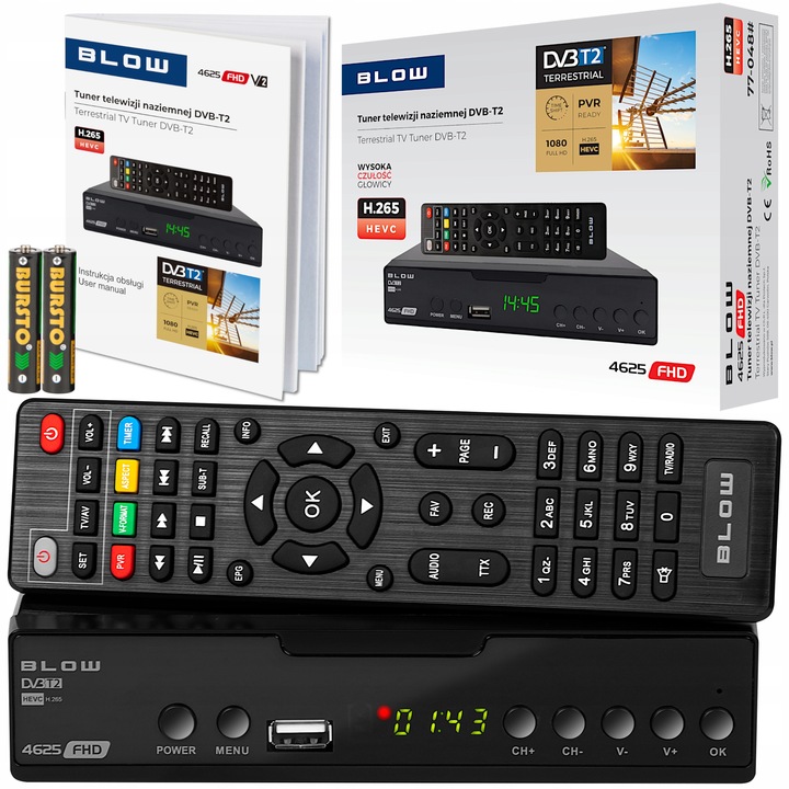 Tuner dekoder TV DVB-T DVB-T2 HDMI H.265