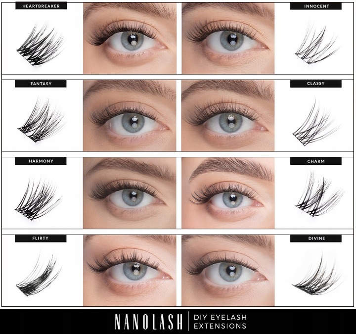 Rzęsy bondingowe zestaw HARMONY Nanolash - rzęsy do samodzielnej aplikacji