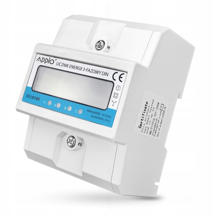 LICZNIK PRĄDU trójfazowy 3 fazy miernik energi na szynę DIN PRECYZYJNY 100A