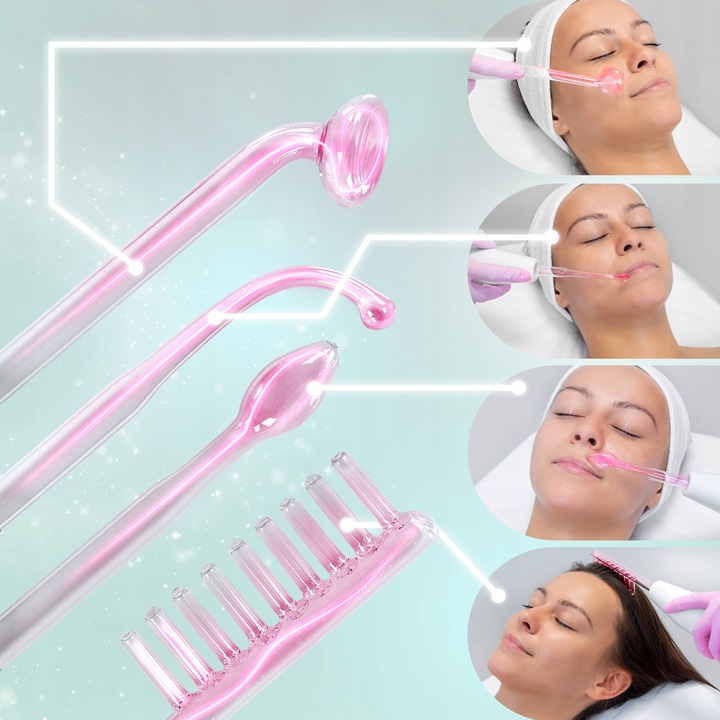 Rubica Darsonval Urządzenie Kosmetyczne + 4 Peloty do Skóry Twarzy Głowy