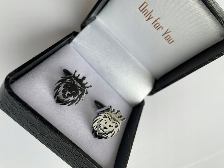 Ślubne weselne złote spinki do mankietów dla Pana Młodego ekskluzywne Etui