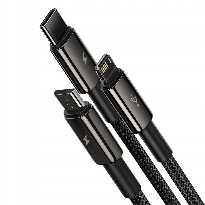 BASEUS SZYBKI KABEL 3w1 MOCNY PRZEWÓD USB - USB-C/Lightning/micro USB 1,5 m