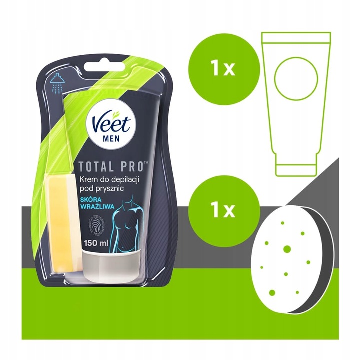 Veet Men KREM DO DEPILACJI dla Mężczyzn PRYSZNIC Gładka Skóra Nawilżenie