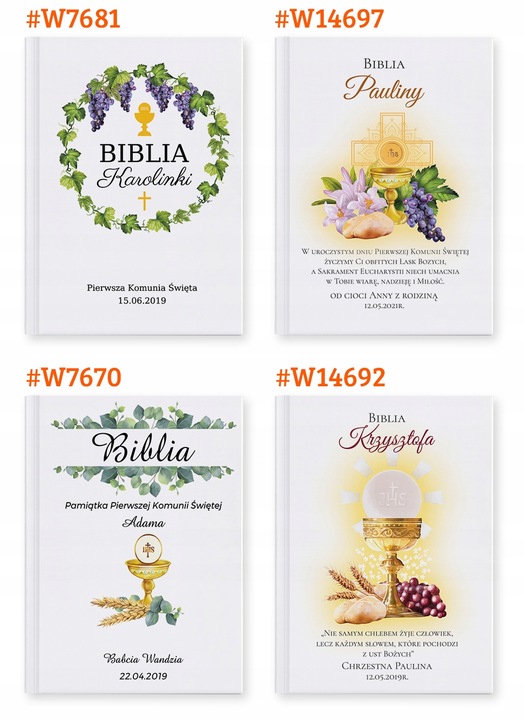 Biblia dla dzieci Prezent Chrzest Pamiątka Chrztu Komunii Nadruk na Okładce