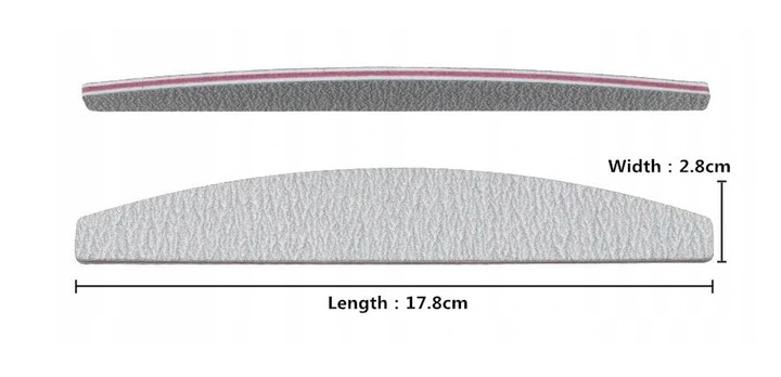 PILNIK DO PAZNOKCI 100/180 ŁÓDKA PÓŁKSIĘŻYC ZEBRA ZESTAW 100 SZT DWUSTRONNY