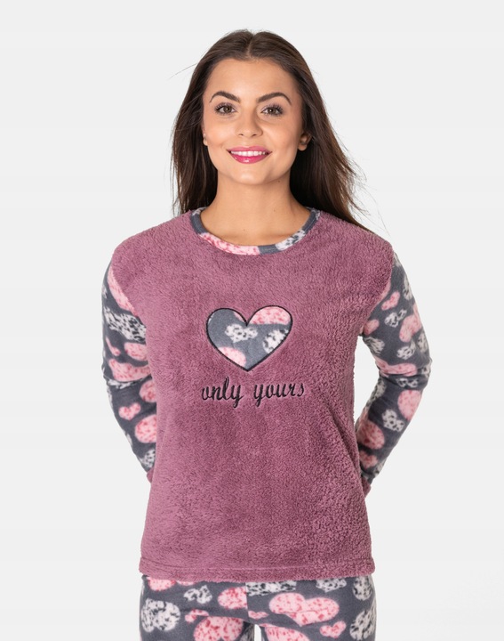 Ciepła Gruba Piżama Damska Futerko Polar Koszulka Spodnie Opaska ! 0370 r M