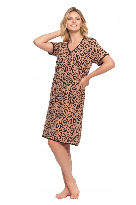 Koszula Damska Nocna Piżama PANTERKA Modna Bawełniana Krótki Rękaw MORAJ L