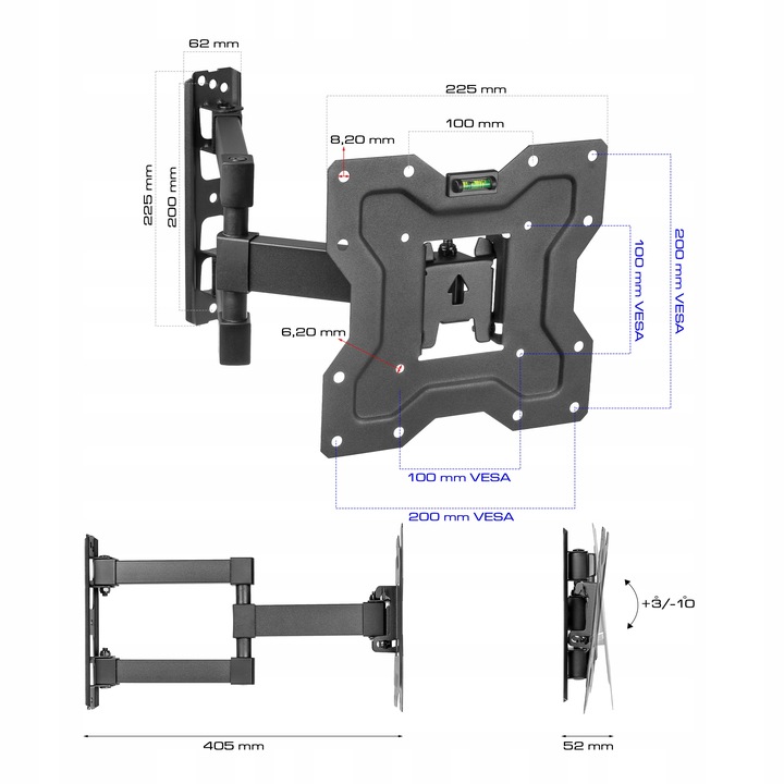 OBROTOWY UCHWYT DO TELEWIZORA LCD WIESZAK TV RUCHOMY 15-48 CALI KingMount