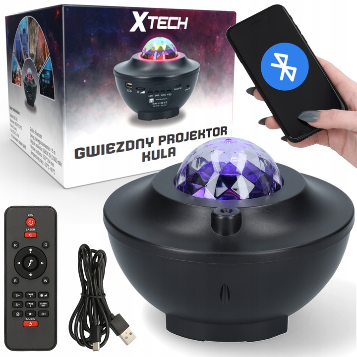 PROJEKTOR GWIAZD RZUTNIK NIEBA LAMPKA NOCNA LED GŁOŚNIK BLUETOOTH + PILOT