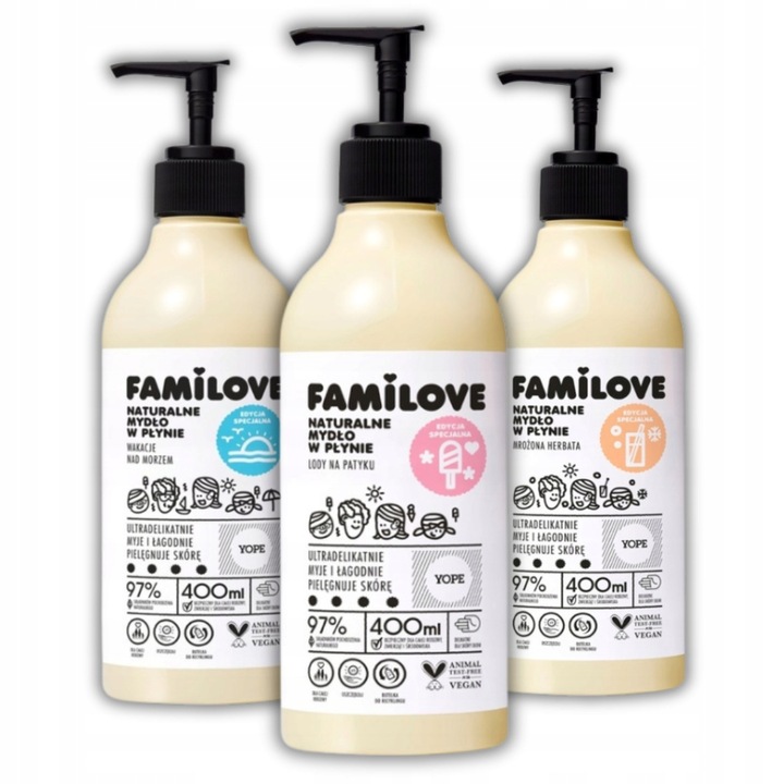 Yope FamiLove Mydło w Płynie Mix Zapachów Edycja Limitowana 400ml x3