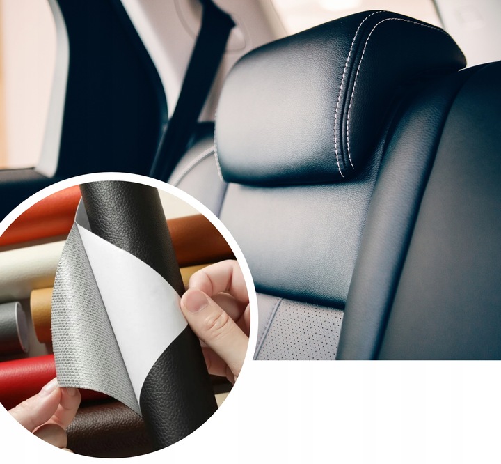 SKÓRA SAMOPRZYLEPNA EKO SKÓRA SKAJ TAPICERSKI KLEJ ŁATY CZARNY 140X50 CM