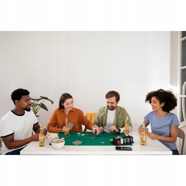 Zestaw do Pokera 200 Żetonów Karty Żetony do Gry Texas Poker + Mata