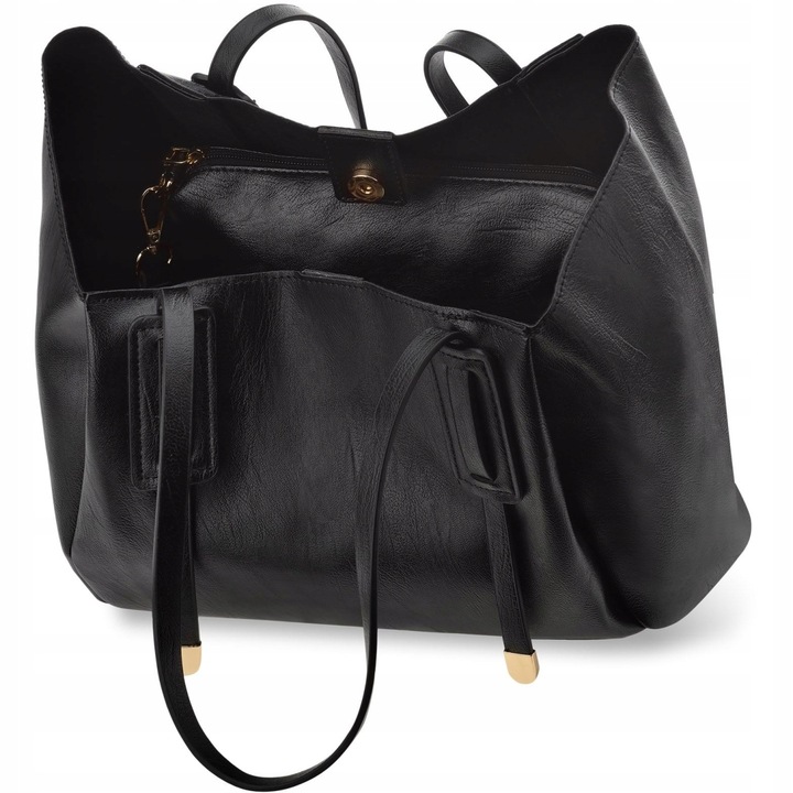 Torba Damska Duży Worek Shopper Torebka Monnari + Listonoszka Czarna