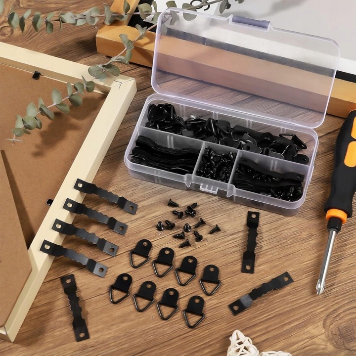 251 Zestaw Haków Do Wieszania Obrazów Z Wkrętami, Wieszaki Do Ramki i