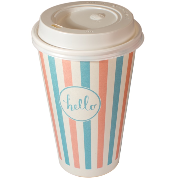 Kubki papierowe do kawy 400 ml SUP Pastele + wieczka – zestaw 100 sztuk