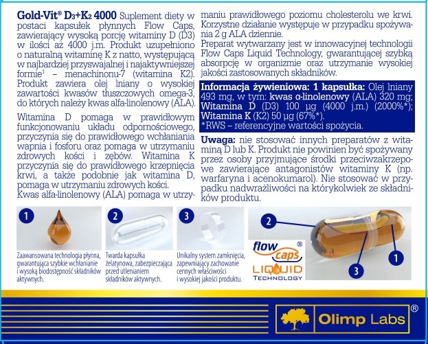 Olimp Gold-Vit D3 + K2 4000 j.m 30 tabletek